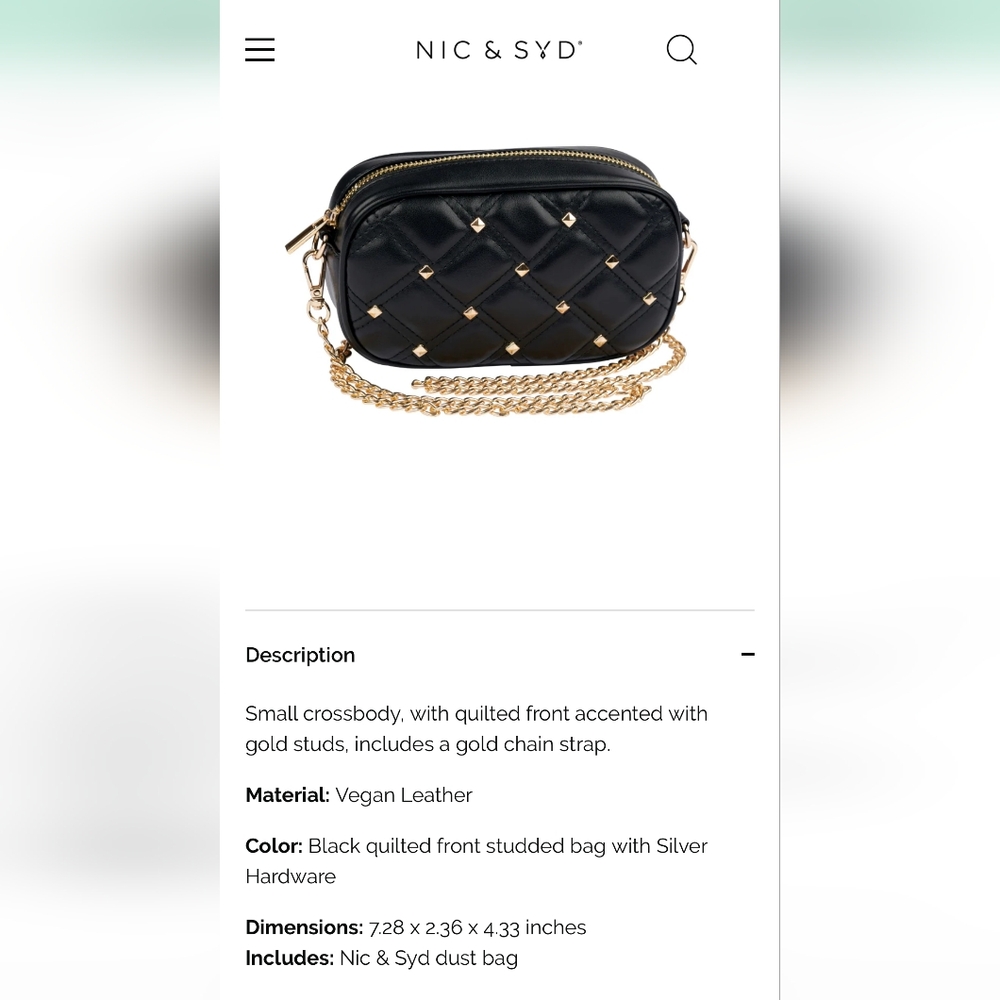 Black Quilted Crossbody Bag with Gold Chain